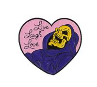 Enamel Brooch Pin Badges Live Laugh Love Skeletor Gothic Heart Shape Skull Brooches Lapel Pins for Women Girls