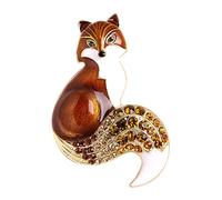 Enamel Brooch Rhinestone Gifts Mini Dress Accessory Animal Casual Pins Charm for Backpack Decor Women Bag Men, Brown