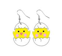Enamel Bunny Drop Earrings - Adorable Easter Egg Rabbit Dangles. Celebrate Easter with Charming Rabbit Earrings. Ideal Theme Jewelry., s, Zinc, No Gemstone