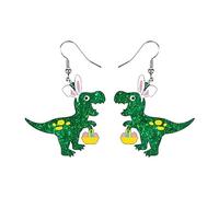 Enamel Bunny Drop Earrings - Adorable Rabbit Dangles with Easter Egg. Celebrate Easter with Charming Enamel Rabbit Earrings, Ideal Theme Accessories, s, Zinc, No Gemstone