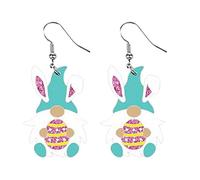 Enamel Bunny Drop Earrings - Adorable Rabbit Dangles with Easter Egg. Celebrate Easter with Charming Enamel Rabbit Earrings, Ideal Theme Accessories, s, Zinc, No Gemstone