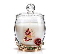 Enamel Butterfly & Blue Rose Luxury Scented Candles Gifts for Women | Enamel Decorative Glass Jar With Crystal Lid,Special Gifts for Friend Mum Sister Friend Birthday Mother's Day Christmas