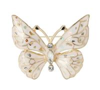 Enamel Butterfly Brooch Pin - Delicate Shell and Crystal Accent - Classic Nature Brooch Gift for Mum