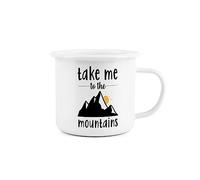 Enamel Camping Mountains Mug - Take Me to The Mountains Novelty Durable Hot Drinks Outdoor Cup for Travel Picnics Home Hiking