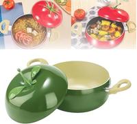 Enamel Cast Iron Stock Pot Cute Vegetable Shape Stove Top Pot Set, Nonstick Soup Pot Induction Pan, Multifunction Cooking Pot With Handles For Stewing Poaching Frying(Avocado,Soup pot)