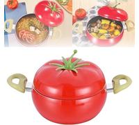 Enamel Cast Iron Stock Pot Cute Vegetable Shape Stove Top Pot Set, Nonstick Soup Pot Induction Pan, Multifunction Cooking Pot with Handles for Stewing Poaching Frying