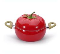 Enamel Cast Iron Stock Pot Tomato Cocotte,Nonstick Soup Pot Pasta Can,Cute Vegetable Shape,Multifunction Cooking Pot With Handles For Thanksgiving Grill,Oven Backyard Cooking(Tomato pot)