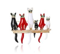 Enamel Cat Lapel Brooch Pin for Women Girls Red White Black Kitten Animal Pet Green CZ Pins Clip Sweater Hat Dress Suit Backpack Badge Brooches Cute Jewelry Gifts Christmas BFF