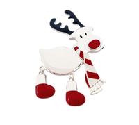 Enamel Christmas Deer Brooch Pin for Women Girls Silver Plated Fashion Red White Black Enameled Xmas Outfit Scarf Boots Animal Brooches Lapel Pins Delicate Holiday Festival Dress Accessories Gift