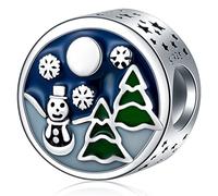 Enamel Christmas Tree Snowman Snowflake Charms fit Pandora Xmas Bracelet, 925 Sterling Silver Snowy Wonderland Beads, Mom/Lover Gifts for Auntie/Niece/Cousin/Nana