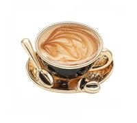 Enamel Coffee Cup Brooches for Women Men Latte Art Pins Jewelry for Casual, Office & Coffee Lover Gift Giving