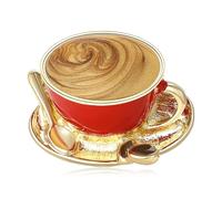Enamel Coffee Cup Brooches for Women Men Latte Art Pins Jewelry for Casual, Office & Coffee Lover Gift Giving