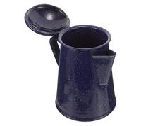 Enamel Coffee Pot with Handle, 1.2l Blue Speckled Pitcher | Iron Core Build, Wide Loop Handle, Spill Resistant Spout, for Milk, Tea, Hiking and Open Fire Use