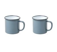 Enamel Coffee Tea Mugs Set of 2 Green Enamel Drinking Mugs Cups Camping Travel Home Office Kids Reusable Portable (Green)
