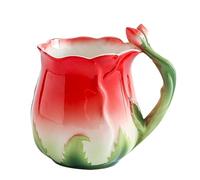 Enamel Colored Rose Ceramic Coffee Mark Water Cup, Dish, Plate, Pot Set for office home restaurant cafe teahouse-Red Rose Mug