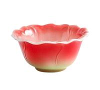 Enamel Colored Rose Ceramic Coffee Mark Water Cup, Dish, Plate, Pot Set for office home restaurant cafe teahouse-Red Rose Bowl