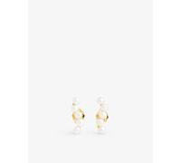 Enamel Copenhagen Womens Pearl Evie 18ct Yellow Gold-plated Sterling-silver, Freshwater and Zirconia Stud Earrings