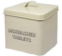 Enamel Cream Storage Tin - Home Sweet, Kitchen Food Storage Containers With Lids & Carry Handles | Ideal For Home & Kitchen, Organiser | Strong, Durable & Long Lasting (Dishwasher Tablets))