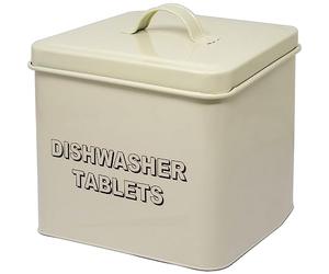 Enamel Cream Storage Tin - Home Sweet, Kitchen Food Storage Containers With Lids & Carry Handles | Ideal For Home & Kitchen, Organiser | Strong, Durable & Long Lasting (Dishwasher Tablets))