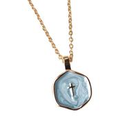 Enamel Cross Necklace for Women, 14K Gold Plated Cross Pendant Necklace, Cute Small Cross Choker Necklaces, Religious Necklace, Christian Gift (Blue)
