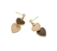 Enamel Cute Double Love Heart Drop Earrings Colorful Heart Dangle Earrings Sweet Heart Stud Earrings Mother's Day Birthday Gift for Women, Alloy Steel, No Gemstone