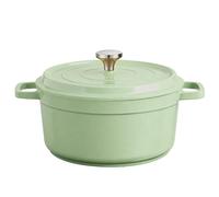 Enamel Die-Cast Aluminium Ceramic Pot Oven-Safe: Non-Stick Pan Easy Cleaning Roasting Pot Kitchen Casserole with Lid for All Hobs (Green, 4.75L)