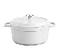 Enamel Die-Cast Aluminium Ceramic Pot Oven-Safe: Non-Stick Pan Easy Cleaning Roasting Pot Kitchen Casserole with Lid for All Hobs (White, 4.75L)