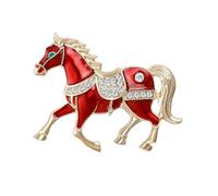 Enamel Drip Oil Horse Brooch Suit Coat Corsage Pin, Red