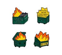 Enamel Dumpster Fire Pins Funny Meme Trash Garbage Burning Flame Pins Cute Cartoon Colorful Kawaii Hypoallergenic Stainless Steel Jewelry Birthday Gift for Women, Alloy Steel, no gemstone