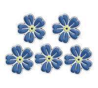 Enamel Forget Me Not Brooch Pins 5 PCS - Blue Flower Memorial Badge Set