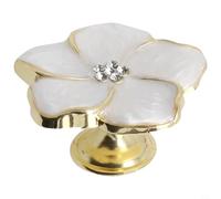 Enamel Glaze Flower Handle Knobs Designed for Cabinets Drawers Cupboards Wardrobes and Bookcases with Zinc Alloy Material (Gold+White)