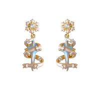 Enamel Glaze Spiral Snowflake Pendant Earrings for Women Diamond Studded Earrings Trendy Accessories Creative Gift