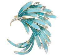 Enamel Gradient Feather Brooch Women Chinese Style Vintage Blossom Crystal Embellished Pin Elegant Sweater Accessory Gift