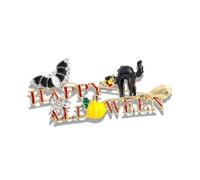 Enamel Happy Halloween Brooch Pin for Women Men Unisex Gold Plated Fashion Black Bat Spider Witch's Broom Brooches Lapel Pins Cute Holiday Festival Party Dress Accessories Jewelry