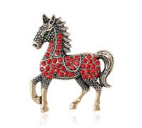 Enamel Horse Crossing Obstacles Crystal Animal Brooches 4 Colors Jewelry Pins Bag Accessory Gift