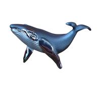 Enamel Humpback Whale Brooch, Silver Tone, Marine Life Theme, Ocean Giants, Nature Inspired, Pin Clasp, Gift Box