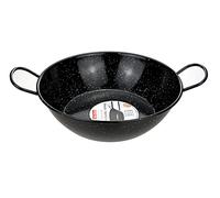 Enamel Kadai Wok Pan 32cm Enamel Non Stick Karahi Kadhai Kadai with Handles Flat Bottom Deep Frying Cooking Pan Serving Dish Heavy Duty Indian Samosa Deep Paella Pan (32cm)
