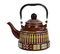 Enamel Kettle Stovetop Kettle Tea Kettle Water Boiler with Long Spout and Heat Resistant Lid Compact Enamel Iron Build for Safe Pouring Suitable for, 1.1L, Style to 3