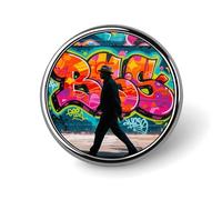 Enamel Lapel Pin - Colorful Graffiti Wall Round Metal Brooch Pin with Secure Pinback, Fashion Button Badge for Clothing, Hats, Bags Decoration