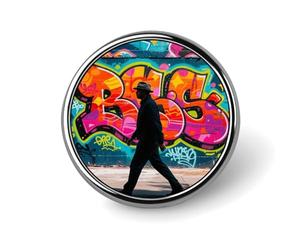 Enamel Lapel Pin - Colorful Graffiti Wall Round Metal Brooch Pin with Secure Pinback, Fashion Button Badge for Clothing, Hats, Bags Decoration