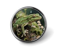 Enamel Lapel Pin - Crested Gecko Round Metal Brooch Pin with Secure Pinback, Fashion Button Badge for Clothing, Hats, Bags Decoration