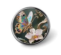 Enamel Lapel Pin - Dragon Pattern Round Metal Brooch Pin with Secure Pinback, Fashion Button Badge for Clothing, Hats, Bags Decoration, Fairy Orchid Dew, Circular