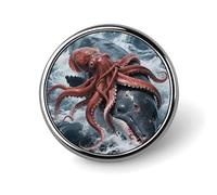 Enamel Lapel Pin - Galaxy Spiral Nebula Round Metal Brooch Pin with Secure Pinback, Fashion Button Badge for Clothing, Hats, Bags Decoration, Giant Squid Vs Whale, Circular