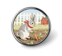 Enamel Lapel Pin - Peking Opera Masks Round Metal Brooch Pin with Secure Pinback, Fashion Button Badge for Clothing, Hats, Bags Decoration, Rabbit Carrot Garden, Circular