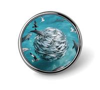 Enamel Lapel Pin - Rhinoceros Beetle Round Metal Brooch Pin with Secure Pinback, Fashion Button Badge for Clothing, Hats, Bags Decoration, Circular, Aluminum, no gemstone