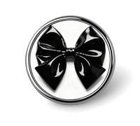 Enamel Lapel Pin Round Metal Brooch Pin with Secure Pinback Black Bow Fashion Button Badge for Clothing, Hats, Bags Decoration