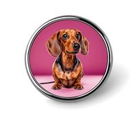 Enamel Lapel Pin Round Metal Brooch Pin with Secure Pinback Dachshund Weiner Dog Fashion Button Badge for Clothing, Hats, Bags Decoration