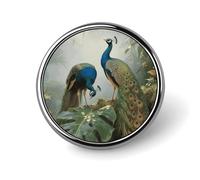 Enamel Lapel Pin Round Metal Brooch Pin with Secure Pinback Elegant Colorful Peacock Fashion Button Badge for Clothing, Hats, Bags Decoration
