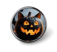 Enamel Lapel Pin Round Metal Brooch Pin with Secure Pinback Halloween Black Cat Pumpkin Fashion Button Badge for Clothing, Hats, Bags Decoration
