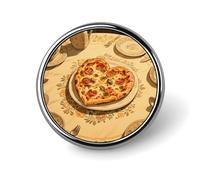Enamel Lapel Pin Round Metal Brooch Pin with Secure Pinback Heart Shaped Pizza Fashion Button Badge for Clothing, Hats, Bags Decoration